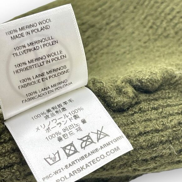 Polar Skate Company Earthquake Green Merino Wool Double Fold Beanie OSFM Shrunk - Picture 6 of 9